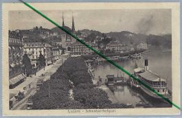 Luzern. Schweizerhofquai. Trambahn. Dampfschiff 'Italia'.