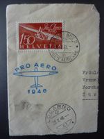 PRO AERO  MARKE AUF UMSCHLAG 1,50, 1946 + EINE UNGESTEMPELT