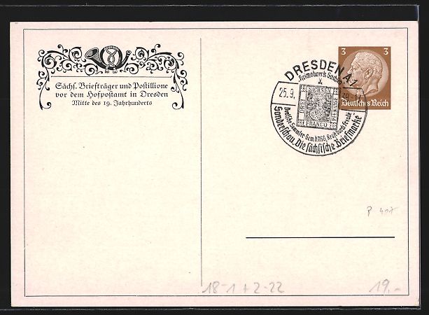 Cancelleria postale: Dresden, Sächs. Briefträger und Postil – Usato da Berlin venduto da bartko-reher 1