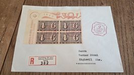 1943 4er Block aus Luxusbogen 100 Jahre Postmarken