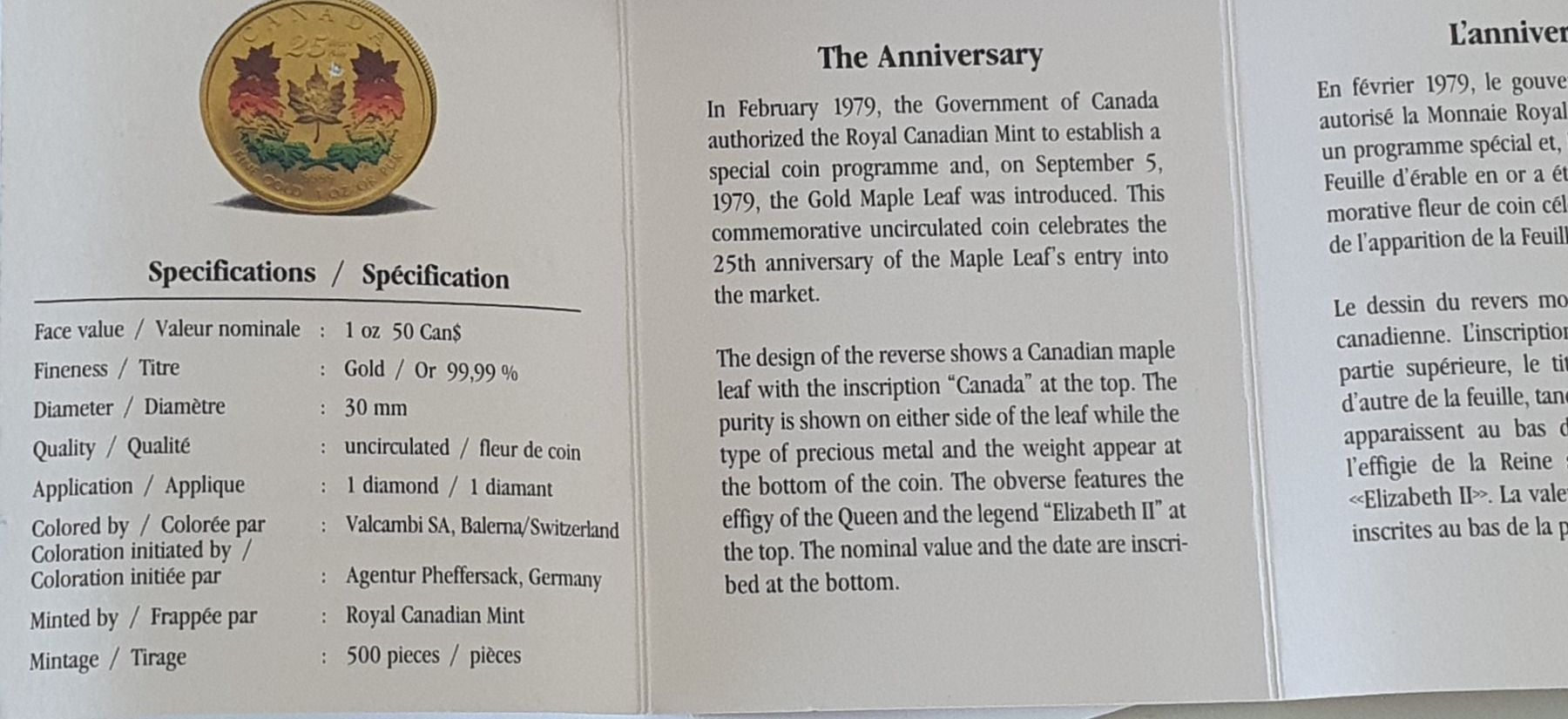 Tutti le monete: Goldmünze Canada Maple Leaf Colored – Usato da Greppen venduto da hploetscher 2
