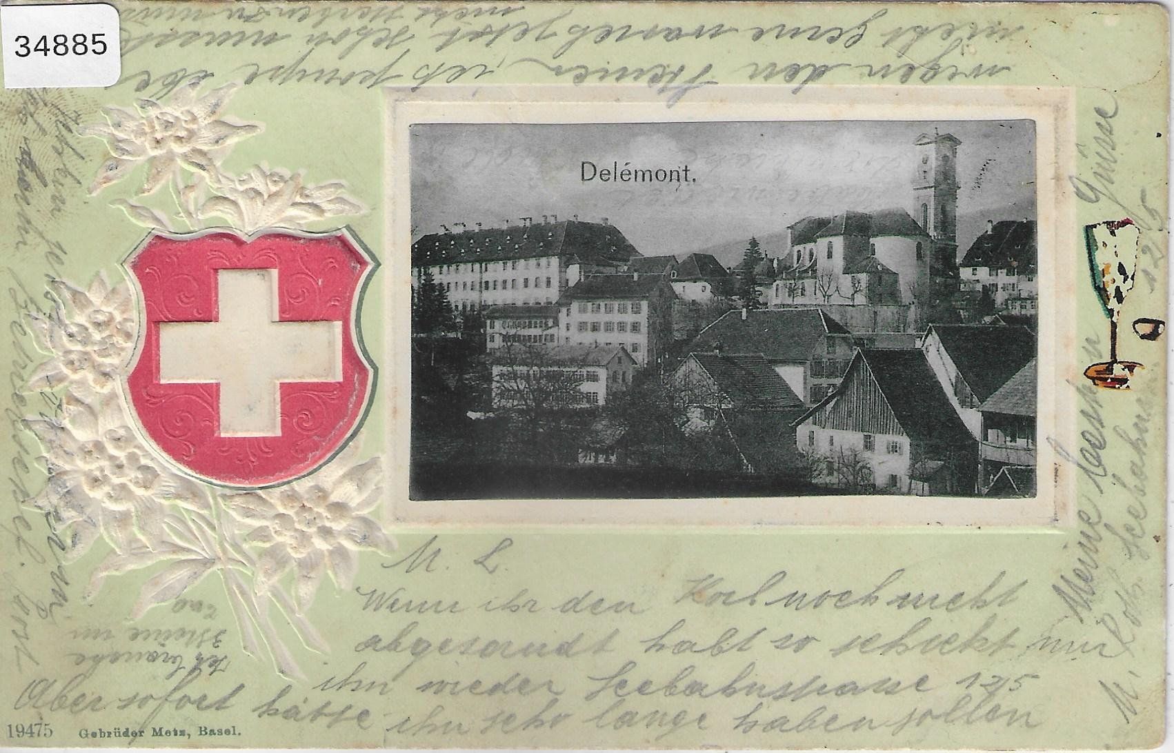 Cartoline postali: Delemont - Präge-Litho – Usato da Ettingen venduto da Kartenplanet