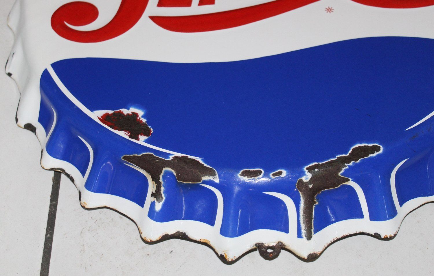 Pepsi Schilder: Pepsi Cola Kronkorken Emailschild 50s – Gebraucht aus Lüchingen von Aw67 3