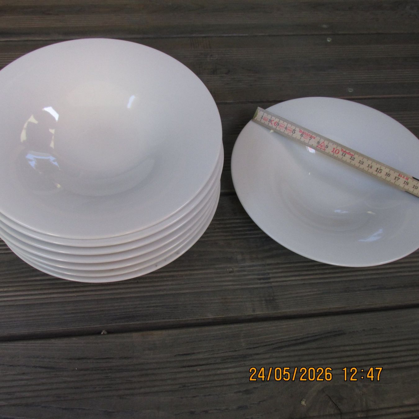 Teller: 8 Suppenteller/Pastateller, weiss, Durchmesser 22 cm – Gebraucht aus Galgenen von Forflowers