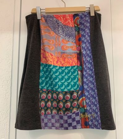 Desigual Jupe: dehnbar, grau/multicolor, speziell!