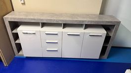 Sideboard Beton-Optik/weiss Hochglanz  Kommode