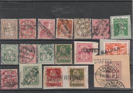 Lot (17 Stück) Freimarken mit Stabstempel
