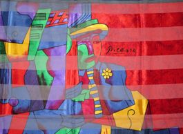 Foulard Schal, Aufdruck nach Picasso, Polyester transparent
