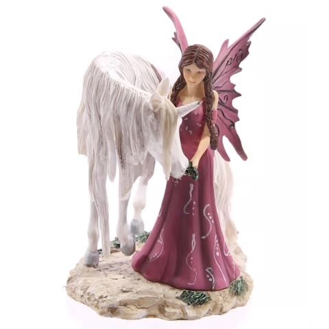 Statuette: Märchenfee füttert weisses Einhorn – Nuovo e nell'imballaggio originale da Menzingen venduto da fairy123 1