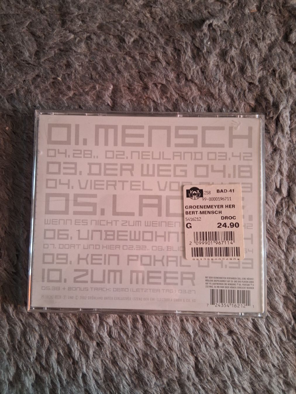 CD: HERBERT GRÖNEMEYER       MENSCH      CD – Usato da Wetzikon ZH venduto da Ramones01 1