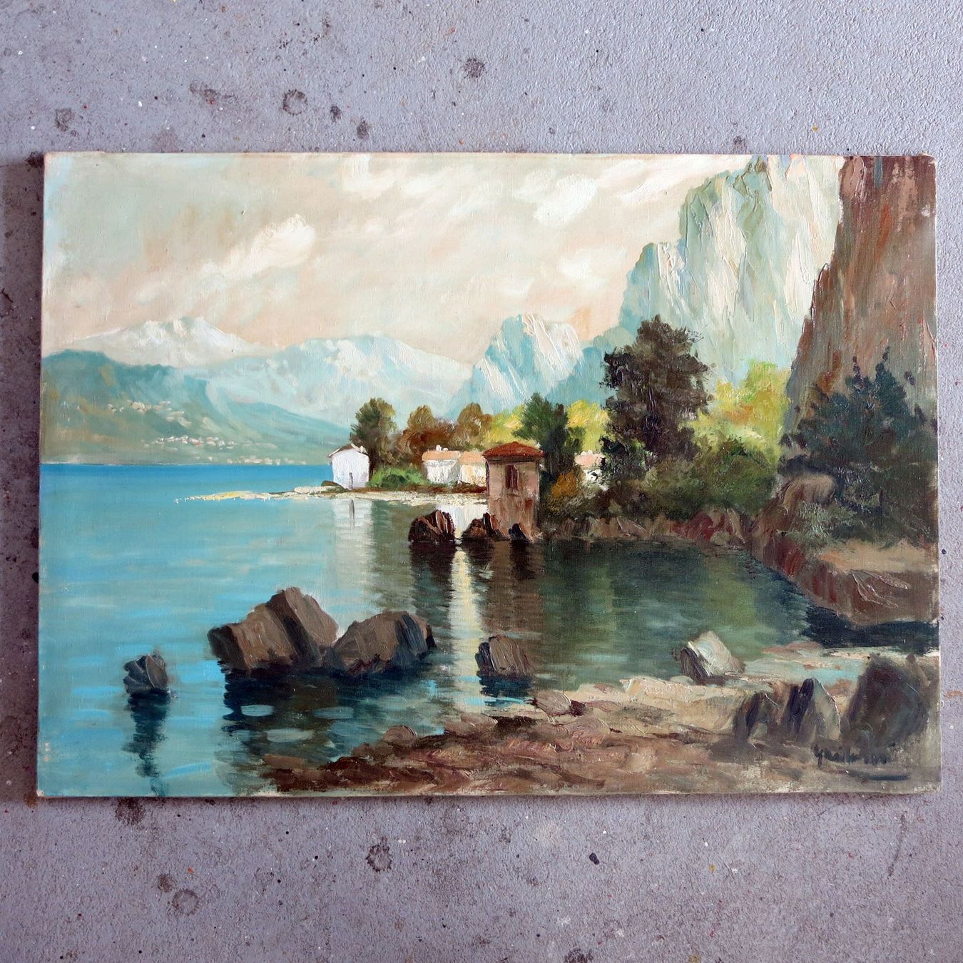 Dipinti: Prächtige Uferlandschaft / Gemälde / Berge / See – Usato da Steinhausen venduto da Kristall022