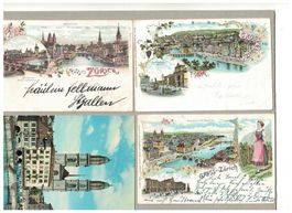 4 Alte Karten von Stadt Zürich, ab 1897, gut erhalten