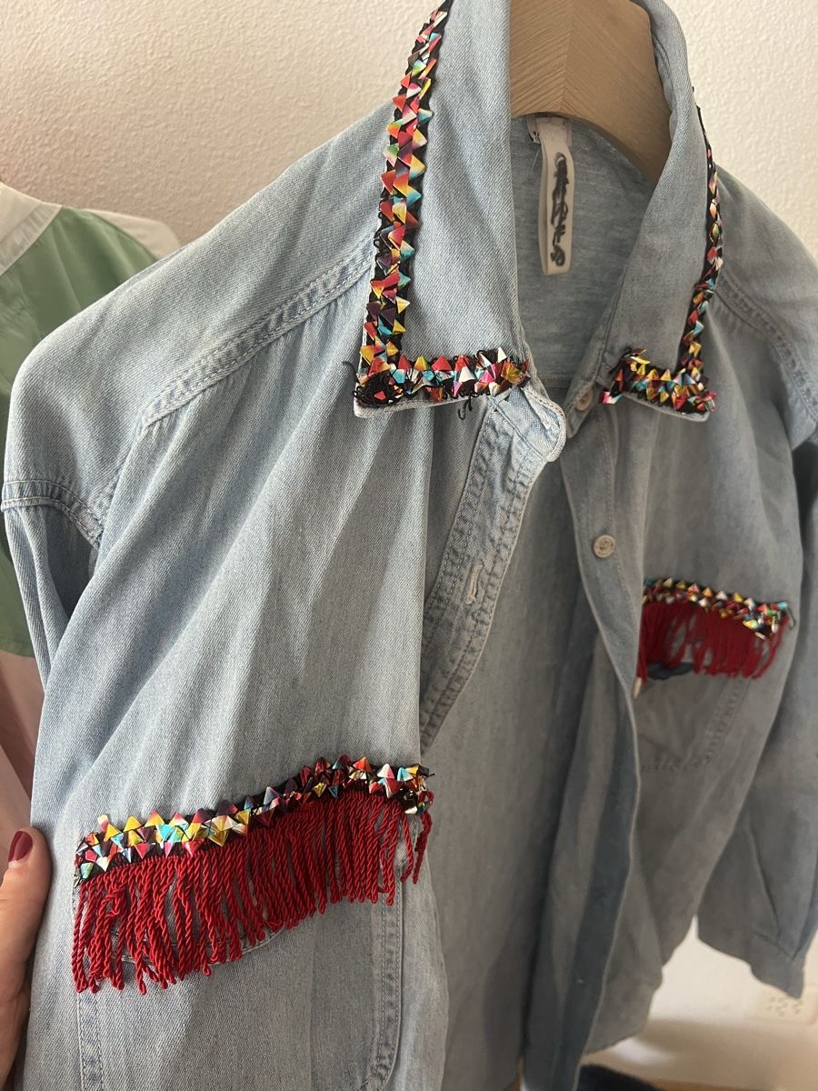 Jeans: Jeanshemd blau mit Fransen   – Gebraucht aus Baden von jul_gwh7 1