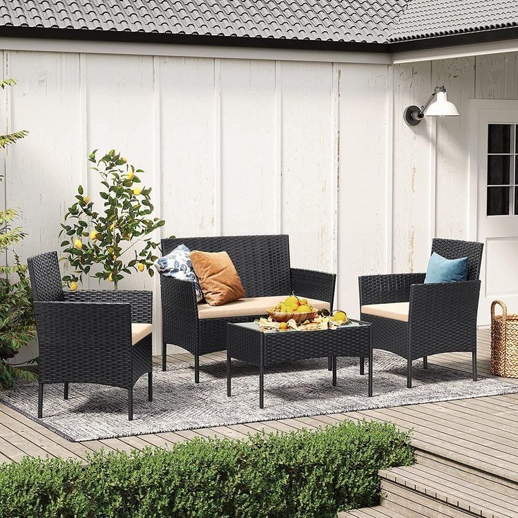 Tischset: Balkonmöbel Gartenmöbel Set Polyrattan Lounge Schwarz JONAS – Neu und originalverpackt aus Lachen SZ von MAMORU-MOEBEL 3