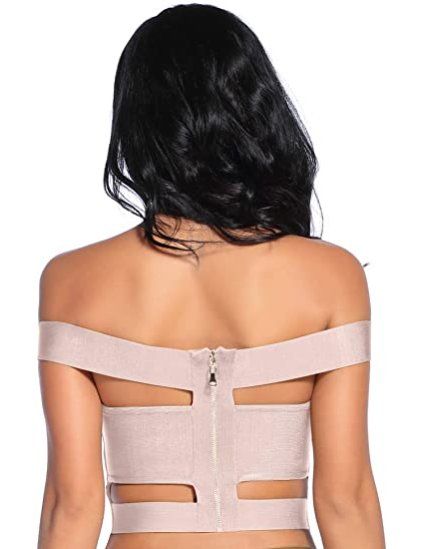 Tops: Top bandage split Bluse Oberteil glanz schulterfrei S neu – Neu und originalverpackt aus Oberterzen von fla_2f9q 1