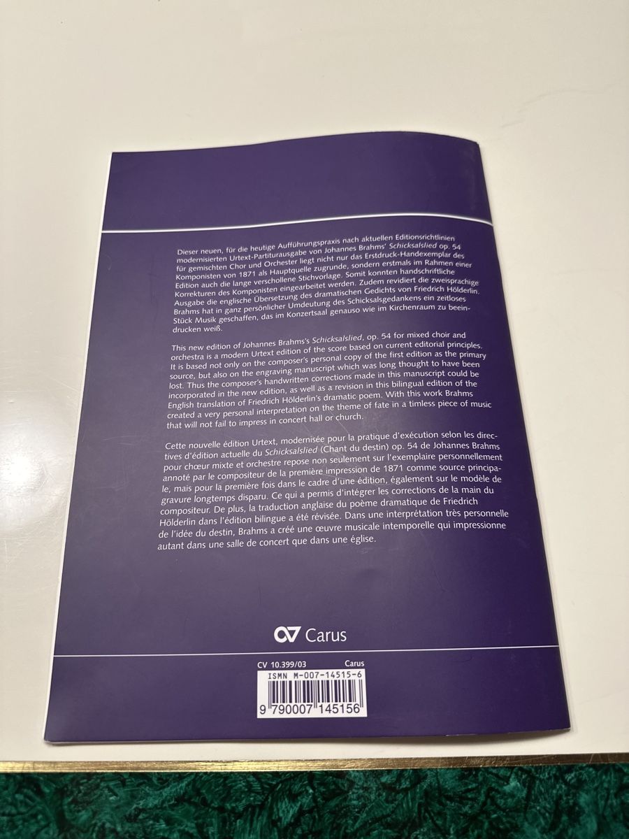 Libri: Brahms: Schicksalslied op. 54, Klavierauszug Noten – Usato da Wald ZH venduto da Martin79 7