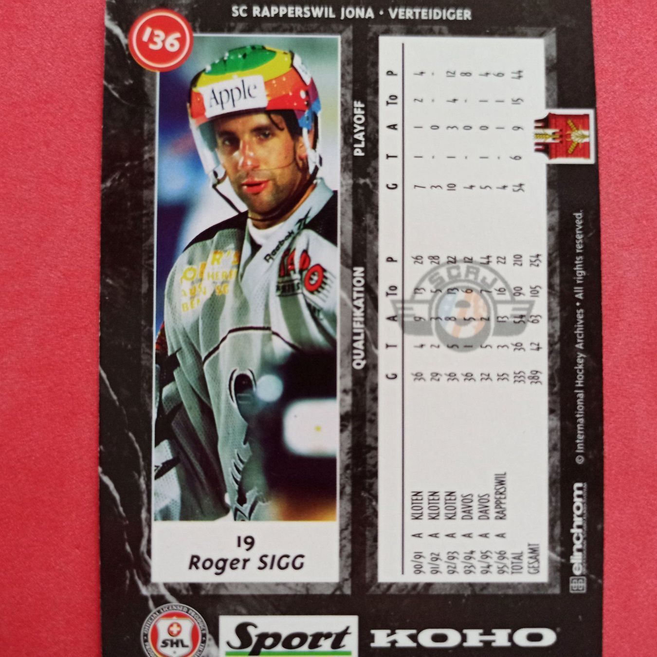 Carte collezionabili: Roger Sigg - RAPPERSWIL - 1996/97 – Usato da Dübendorf venduto da kb86_MOVIE 1