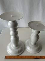 2er Set Vintage Kerzenständer weiss Shabby Chic Deko