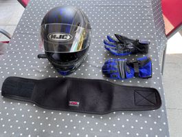 Kinder Motorradhelm HJC mit Handschuhe und Nierengurt