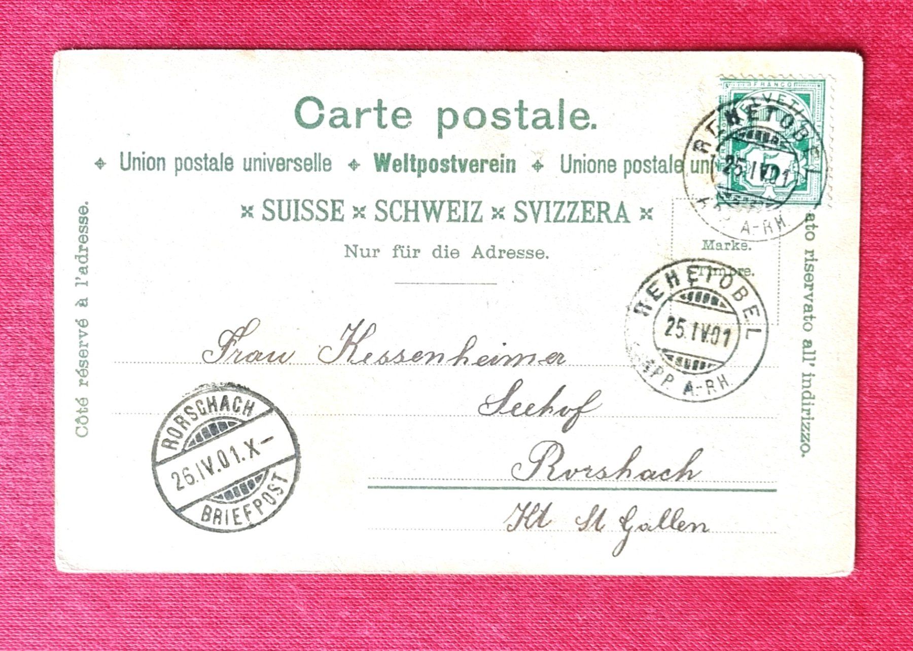 Cartoline postali: Rehetobel (AR) Mehrbild Litho - 1901 – Usato da Rothrist venduto da RROENK 1