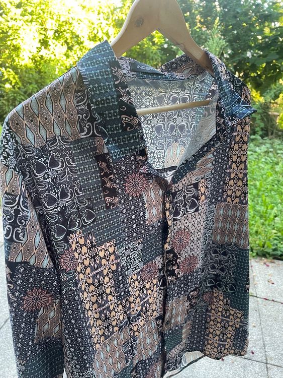 Kleid Patchwork Gedruckt Lang Hemd