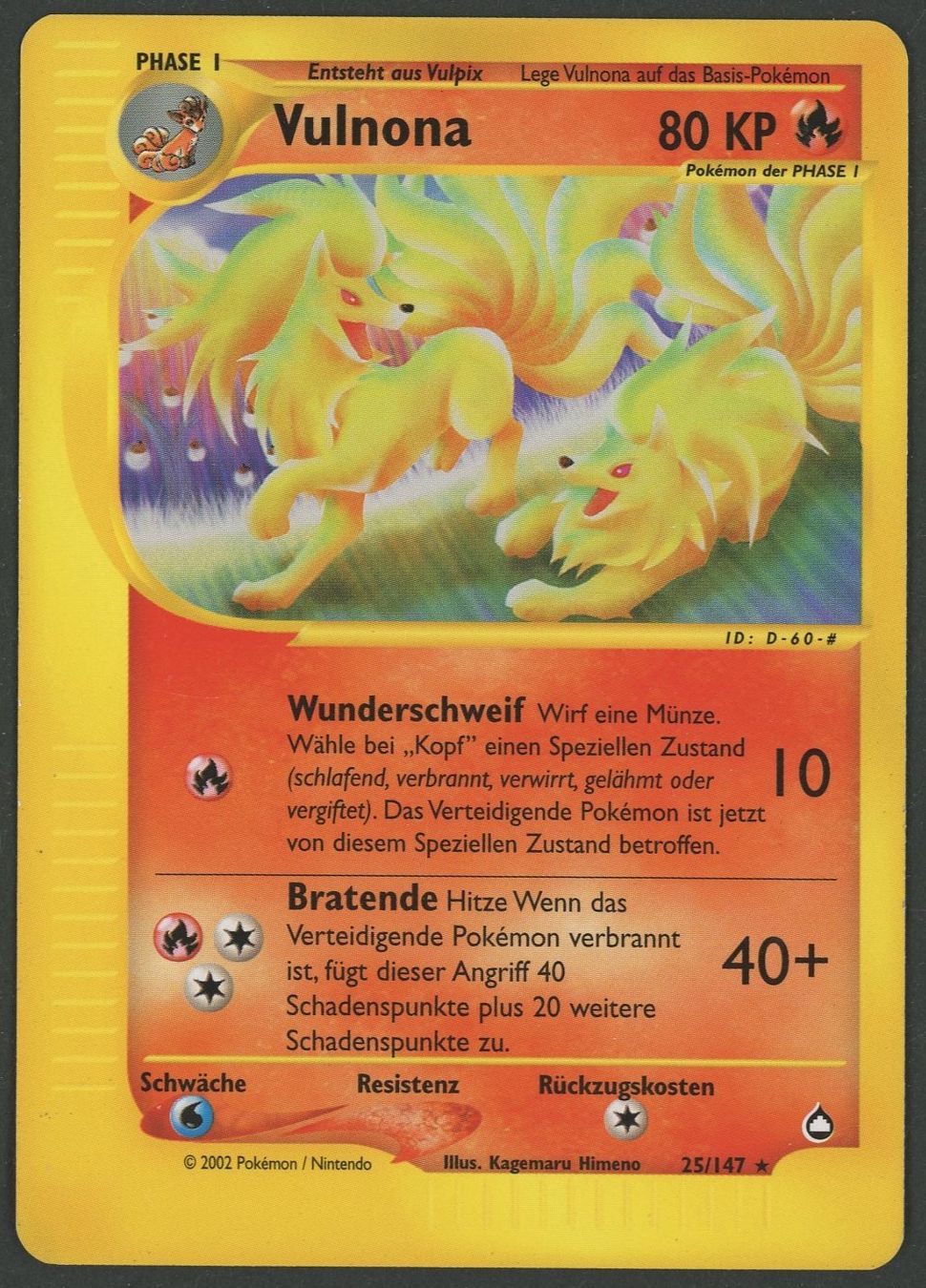 Pokémon Sammelbilder & Trading cards: Vulnona 25/147 Aquapolis DE ab 1.- – Gebraucht aus Rupperswil von gengarbasar