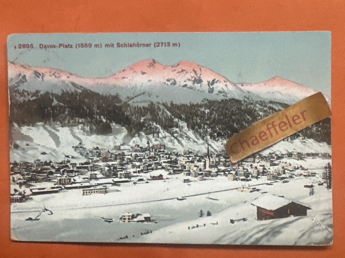 Cartoline postali: 1914 Davos-Platz mit Schlaphörnern – Usato da Zürich venduto da Chaeffeler