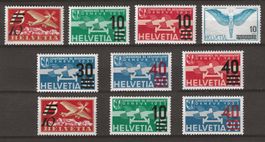Flugpost Nr. F19 - F25, F10b, F20b + F24a ** KP 300.--