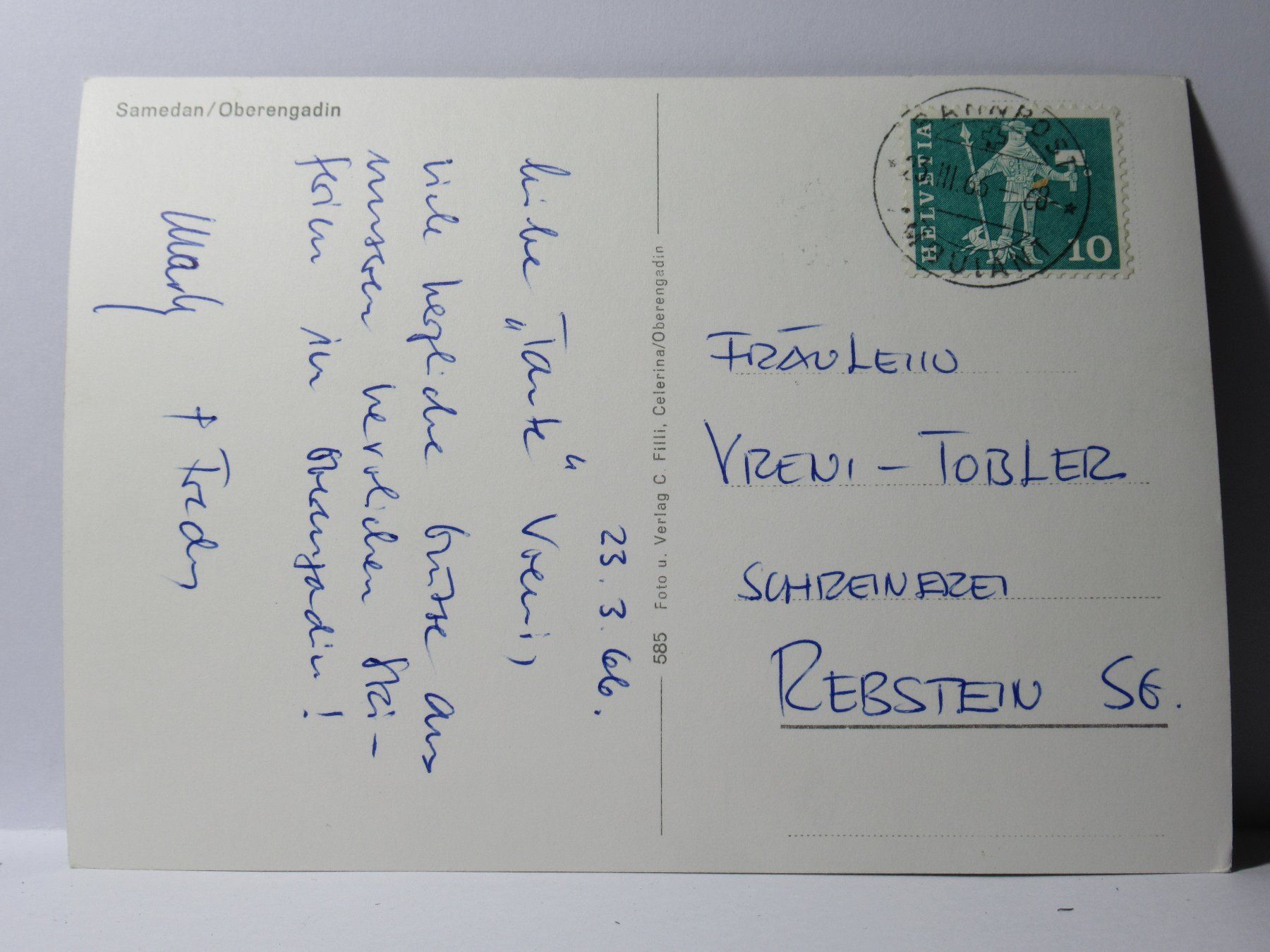 Cartes postales: Samedan 1966 – D'occasion à Grenchen par Bluemchen1900 2