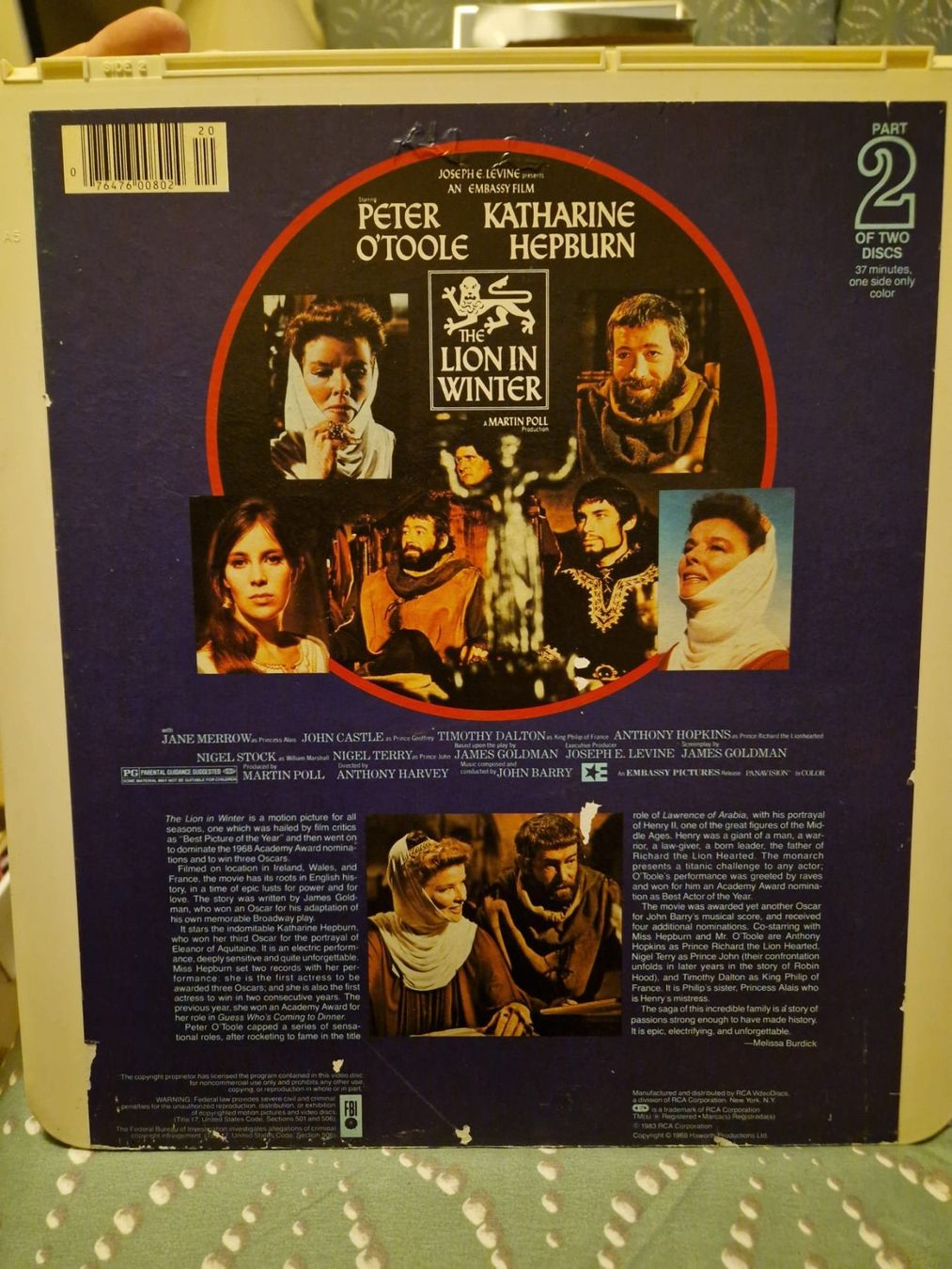 Autogramme: Autographe de Peter O'Toole sur pochette videodisc – Gebraucht aus Lutry von SwissBBCards 2
