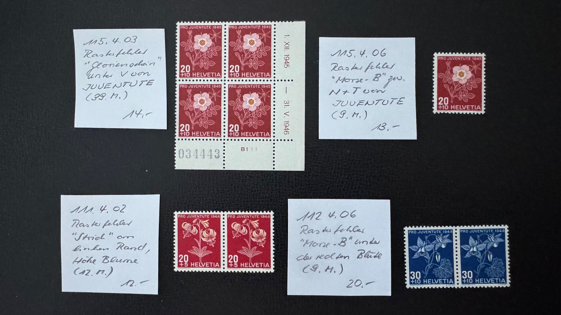 Tous les timbres: Pro Juventute, 4 ABARTEN, postfrisch – Neuf (Voir description) à Stallikon par HILDECH1 1