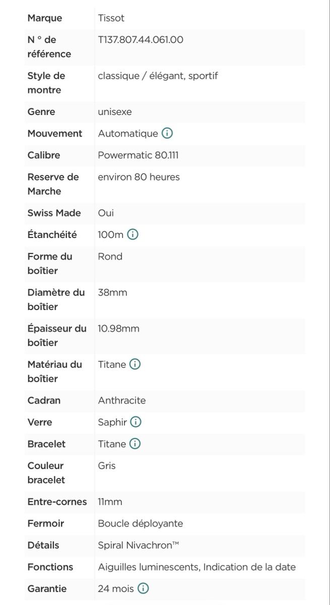 Tissot Orologi: Tissot PRX 38 Titane Powermatic 80 Anthracite – Nuovo (secondo la descrizione) da Morges venduto da Ramc_c 5