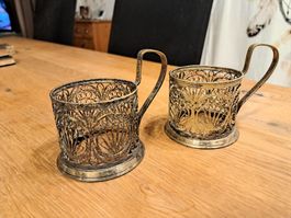 Vintage  Podstakannik Teeglashalter, 2 Stk. ohne Gläser