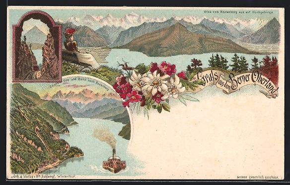 Cartoline postali: Litho Beatenberg, Blick auf Hochgebirge, – Usato da Berlin venduto da bartko-reher