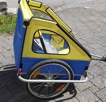 Vantly Kinderanhänger Fahrradanhänger, Blau/Gelb TUV Geprüft
