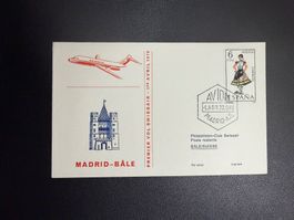 Swissair Erstflugbrief Madrid-Basel 1970