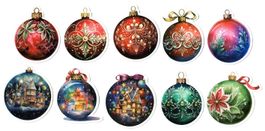 10 Stk. Weihnachtskugeln Sticker, Set 1, ca. 5x6 cm