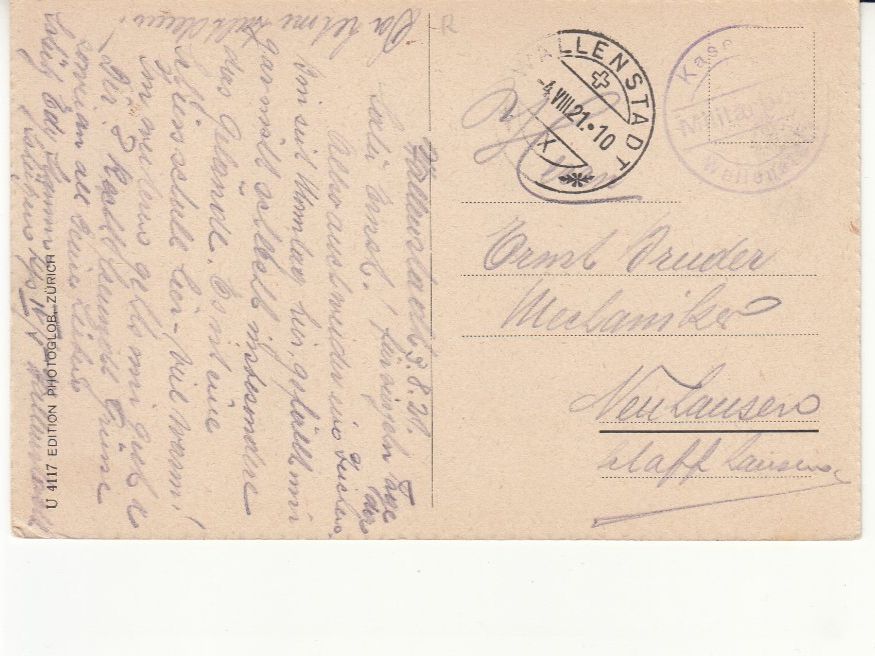 Cartoline postali: Wallenstadt 1921 – Usato da Bürglen TG venduto da StampGraf 1