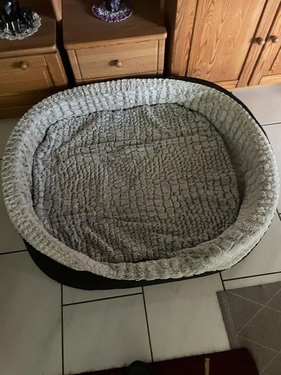 Juelle Orthopädisches Hundebett „Dakota“ Eckbett – Mit Abnehmbarem Bezug, Größe M-XXL (145x105 Cm, Grafit)