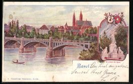 Litho Basel, Uferpartie mit Kirche und B