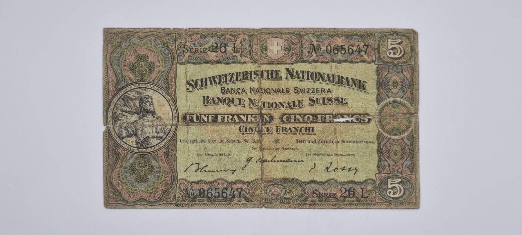 Banknoten: Note 5 FR 1944 – Gebraucht aus Bure von chap981