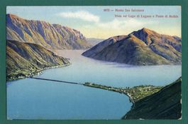 Vista sul Lago di Lugano e Ponte die Melide, gelaufen 1929