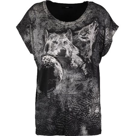 T-shirt Diesel noir imprimé loups – Taille S