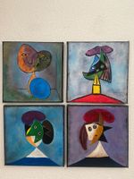 4 Acrylgemälde nach Pablo Picasso - private Studioarbeit