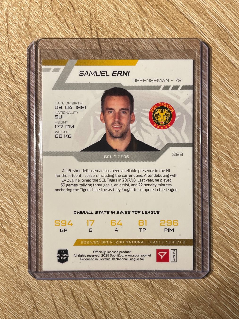 Sportzoo Carte collezionabili: Samuel Erni SCL Tigers 16/30 – Usato da Thun venduto da Suomitiger 1