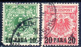 1889 REICHSPOST MIT AUFDRUCK IN TÜRK. WÄHRUNG GESTEMPELT