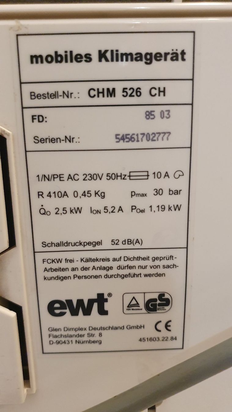 Condizionatori: Mobiles Klimagerät EWT  CHM 526 CH – Usato da Basel venduto da Trixie64 2