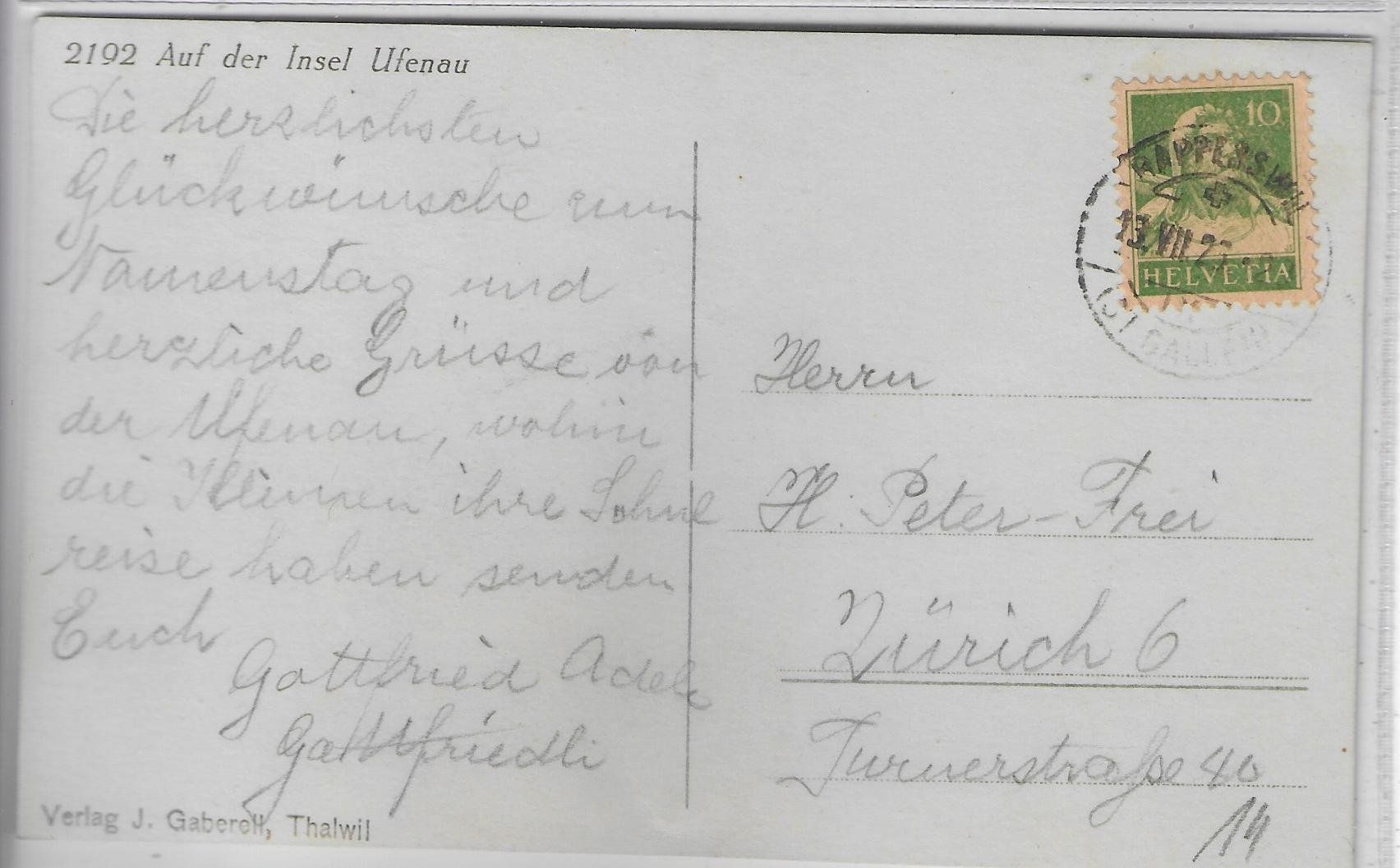Cartoline postali: Auf der Insel Ufenau - Kirche – Usato da Ettingen venduto da Kartenplanet 1