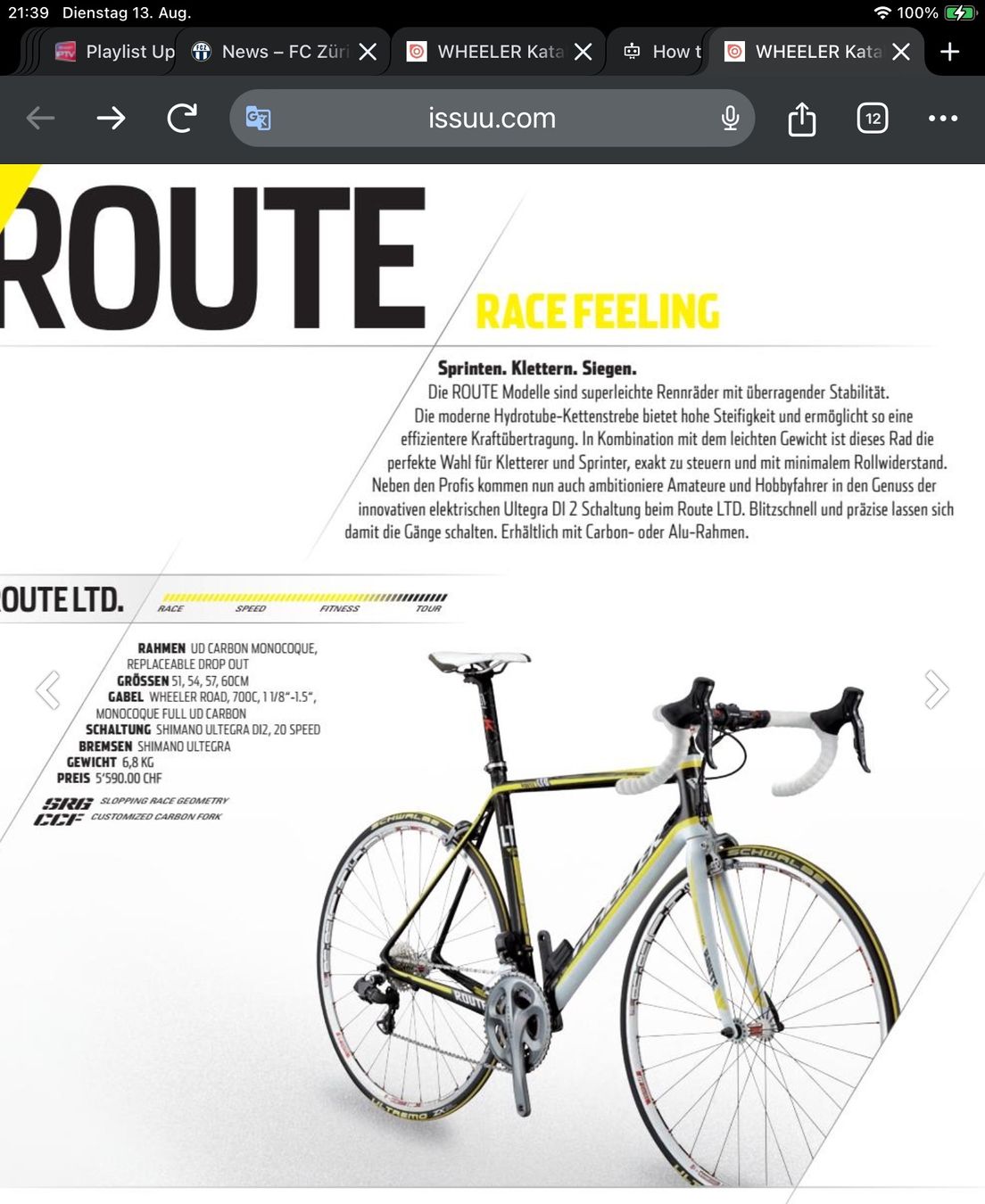Wheeler Vélos: Wheeler Route Rennrad Grösse 56 cm Carbon – Neuf (Voir description) à Effretikon par Achermann75 5