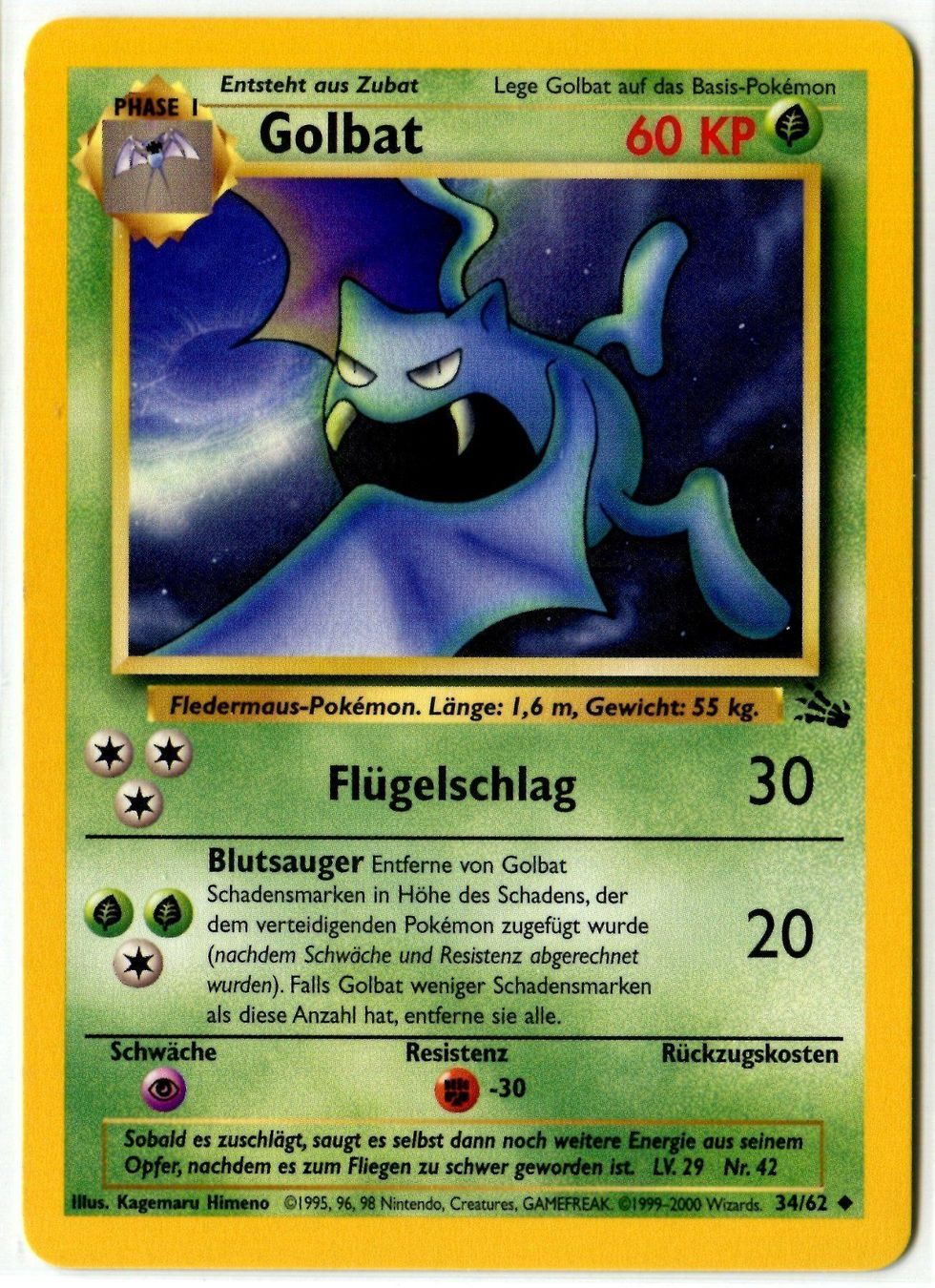 Pokémon Sammelbilder & Trading cards: Golbat Fossil Set 34/62 Deutsch Mint – Neu (gemäss Beschreibung) aus Dornach von Deco89